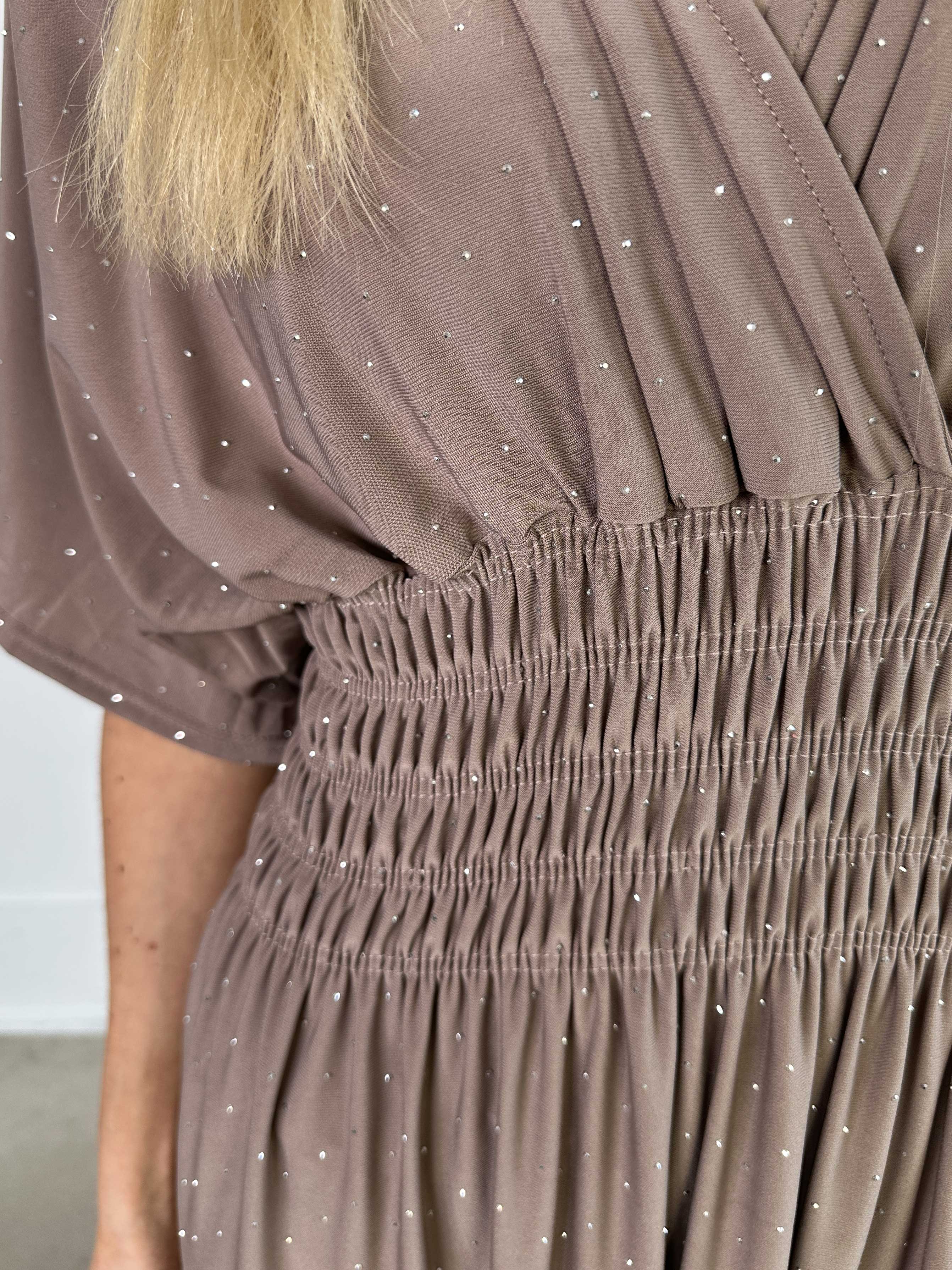 Pams Crystal - Lång plus size stretchklänning med strass